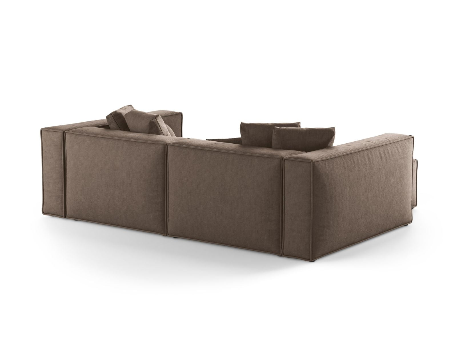 Elegantes 3-Sitzer Ecksofa links Aveiro in luxuriösem Cappuccino-Liberty, ideal für ein modernes und gemütliches Wohnambiente.