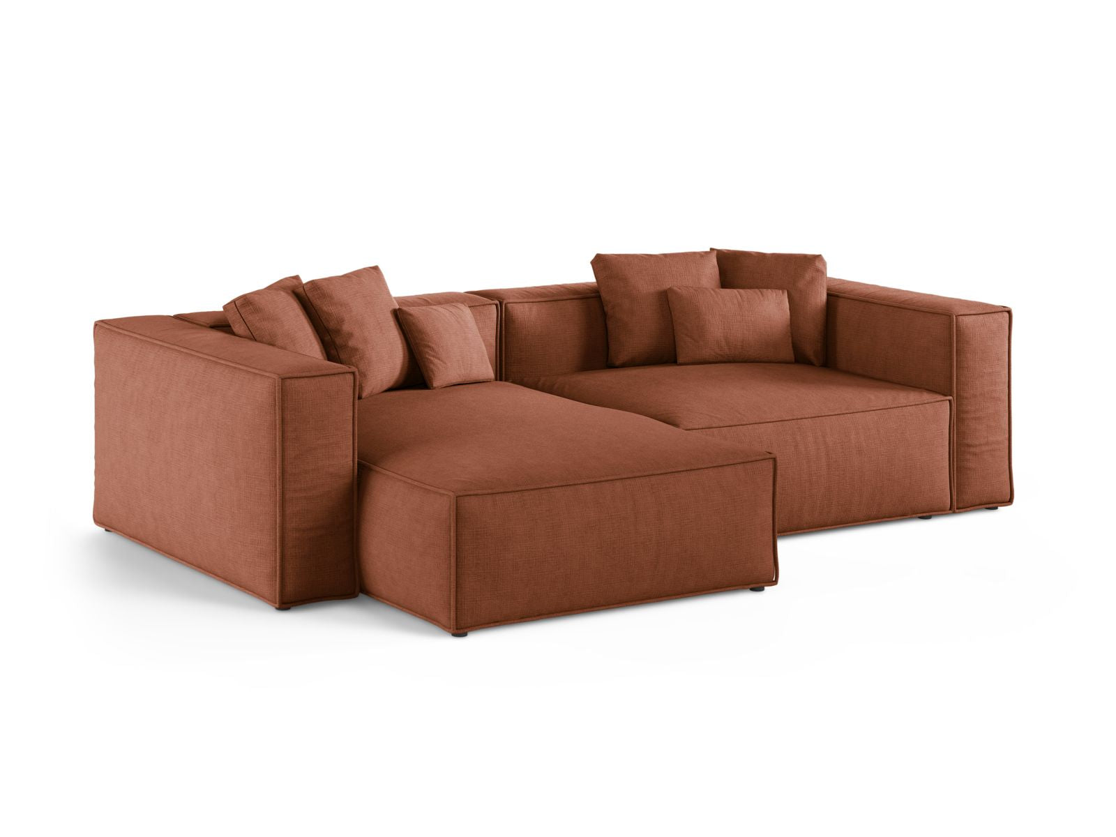 Stylisches 3-Sitzer Ecksofa links Aveiro in warmem Brick-Liberty, ideal für moderne Wohnräume, von Cosmopolitan Design.