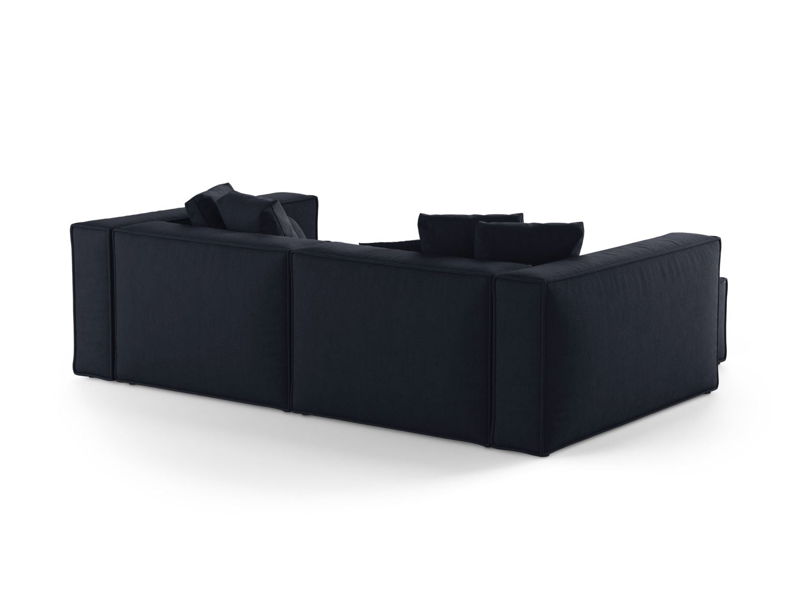 Elegantes 3-Sitzer Ecksofa links Aveiro in tiefem Navy Blue, ideal für stilvolle Wohnräume und entspannte Stunden von Cosmopolitan Design.