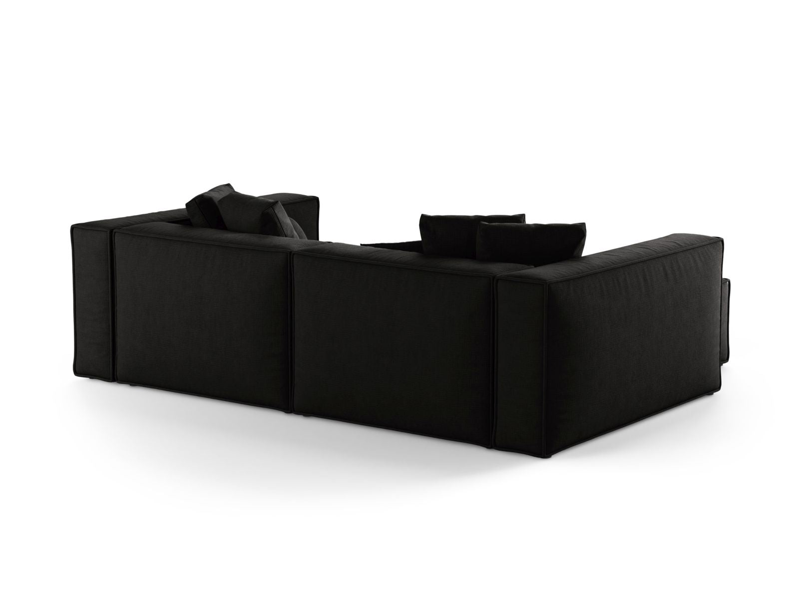 Elegantes 3-Sitzer Ecksofa links Aveiro in zeitlosem Schwarz, ideal für moderne Wohnräume, entworfen von Cosmopolitan Design.
