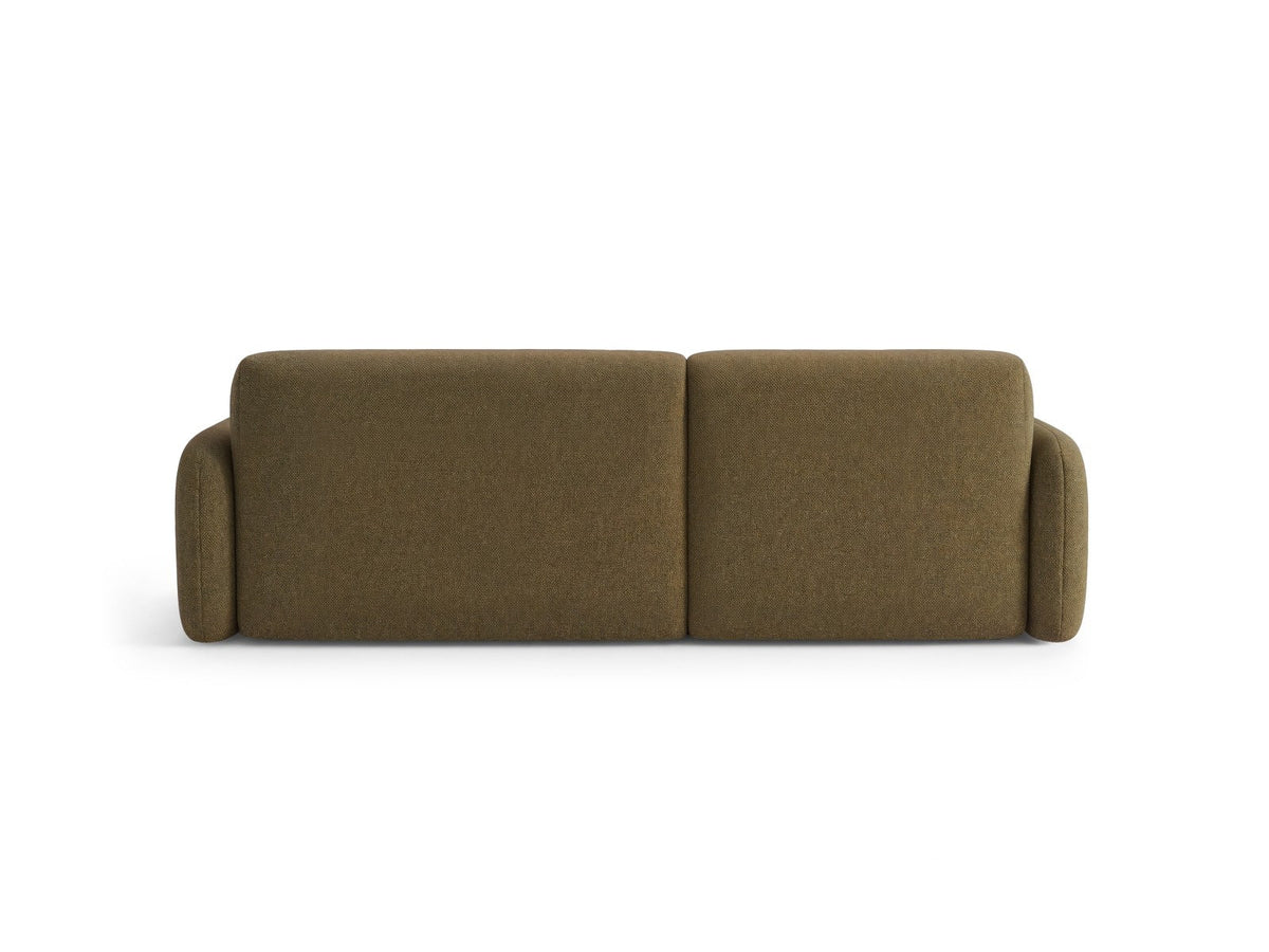 Ecksofa Malmo mit Chenille-Bezug, Récamiere und flachen schwarzen Kunststoffbeinen
