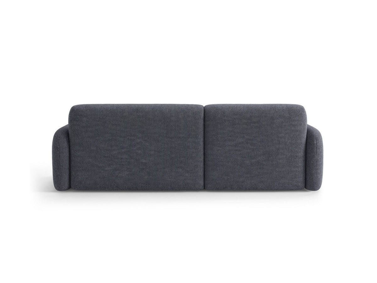 Ecksofa Malmo mit Chenille-Bezug, Récamiere und flachen schwarzen Kunststoffbeinen