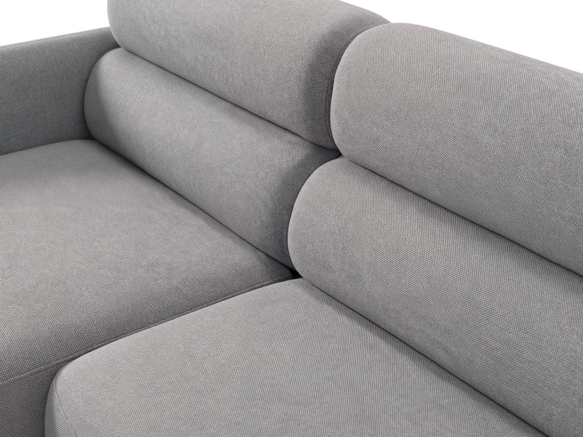 Ecksofa Malmo mit Chenille-Bezug, Récamiere und flachen schwarzen Kunststoffbeinen