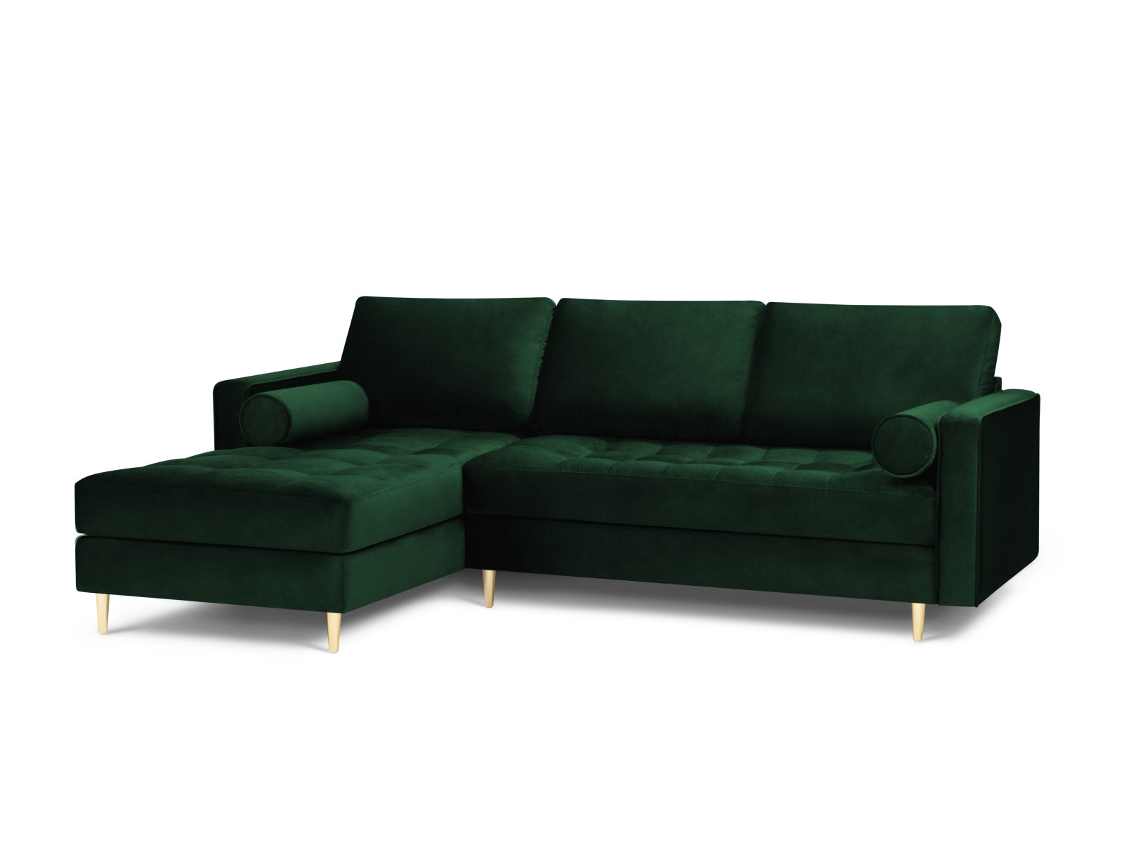 Elegantes 4-Sitzer Ecksofa links Aspen in edlem Bottle Green, ideal für stilvolle Wohnräume, präsentiert von Cosmopolitan Design.
