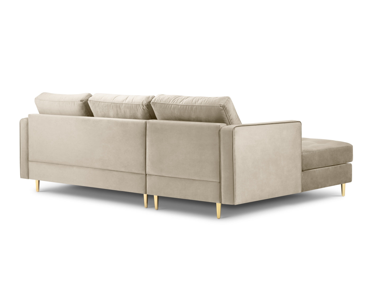 Modernes 4-Sitzer Ecksofa links Aspen in edlem Dunkelbeige, perfekt für gemütliche Abende und stilvolle Einrichtungsideen.