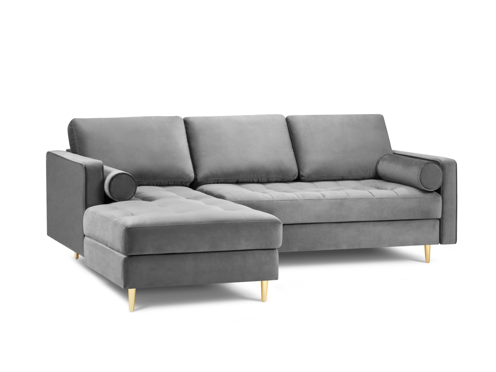 Stylisches 4-Sitzer Ecksofa links Aspen in modernem Grau, perfekt für stilvolle und einladende Wohnbereiche von Cosmopolitan Design.