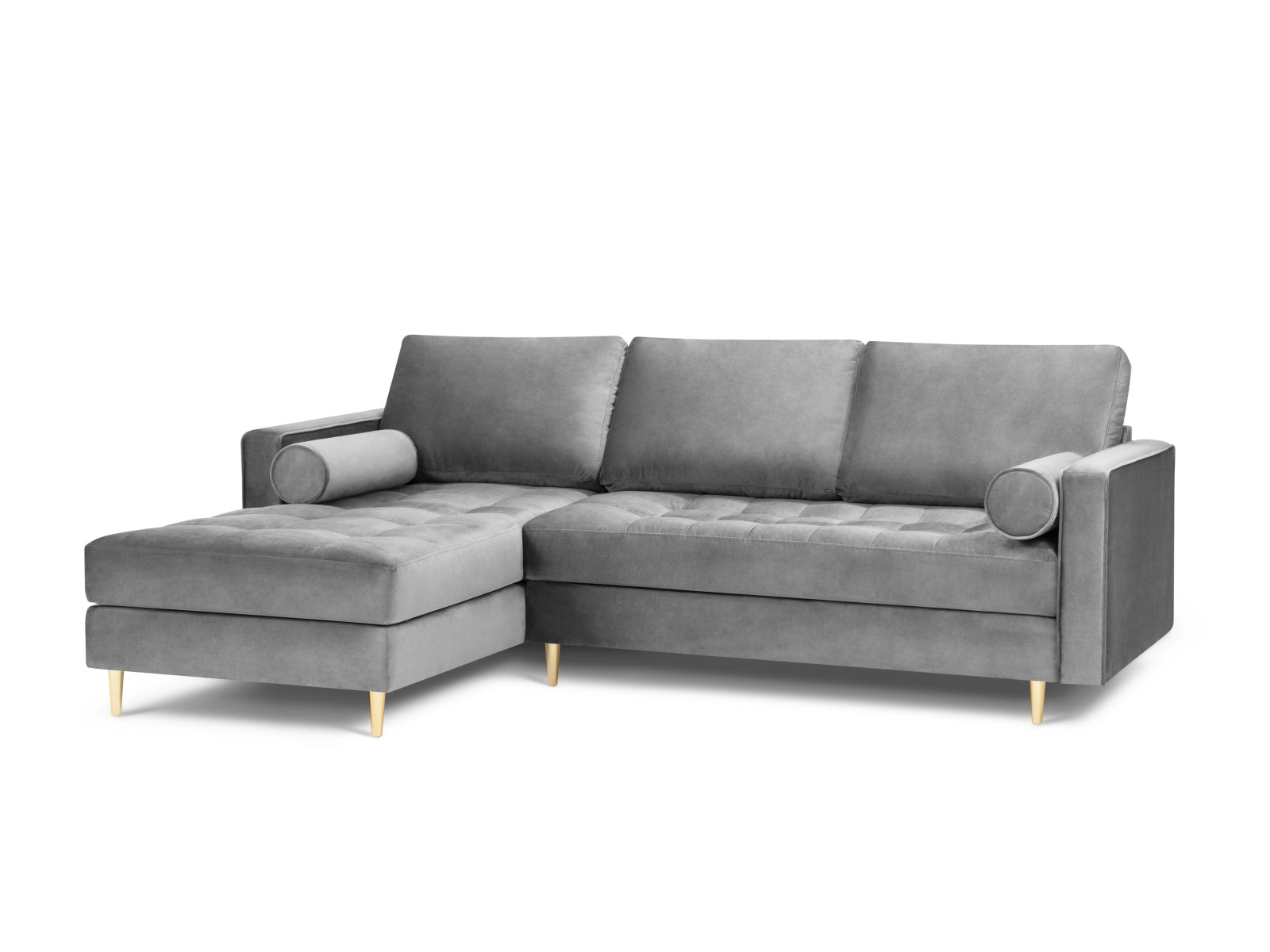 Elegantes 4-Sitzer Ecksofa links Aspen in zeitgemäßem Grau, ideal für gemütliche und moderne Wohnräume von Cosmopolitan Design.