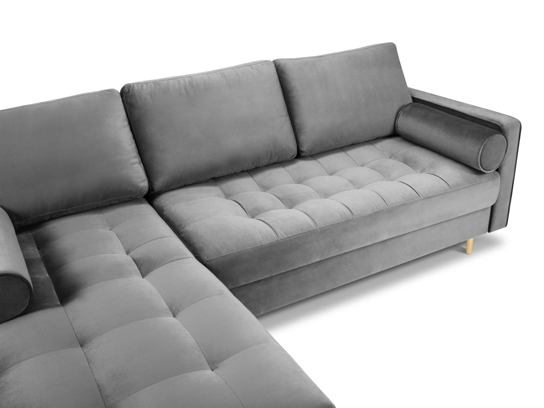 Elegantes 4-Sitzer Ecksofa links Aspen in zeitgemäßem Grau, ideal für gemütliche und moderne Wohnräume von Cosmopolitan Design.