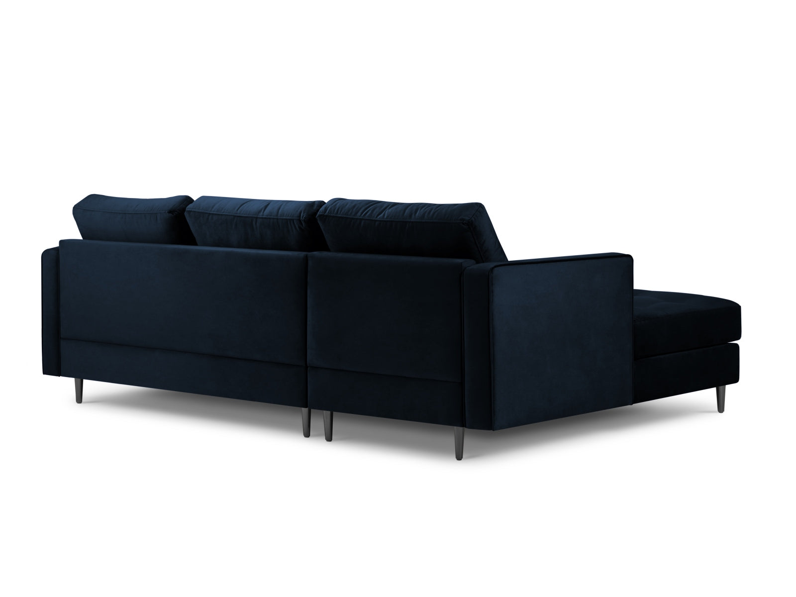 Modernes 4-Sitzer Ecksofa links Aspen in Royal Blue, perfekt für gemütliche Wohnzimmer, bietet hohen Sitzkomfort und ansprechendes Design.
