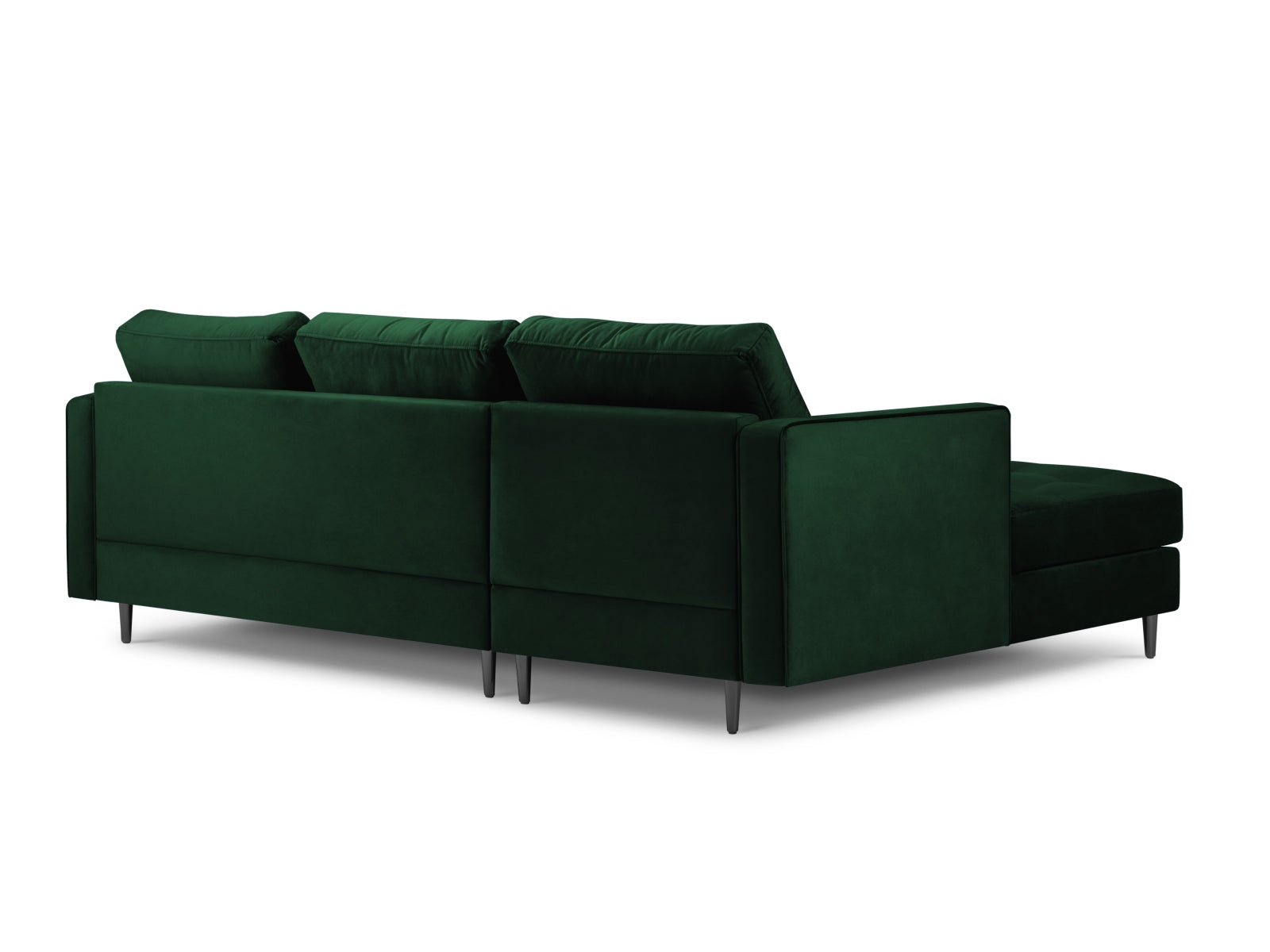 Modernes 4-Sitzer Ecksofa links Aspen in luxuriösem Flaschengrün, perfekt für gemütliche Abende und stilvolle Einrichtung.