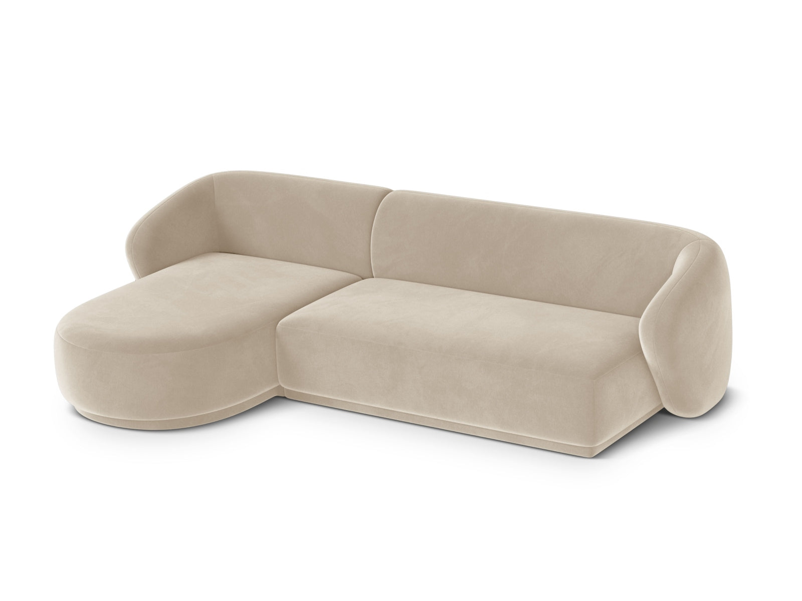 Modernes 4-Sitzer Ecksofa links Gomera in sanftem Beige, ideal für gemütliche und stilvolle Wohnräume von Cosmopolitan Design.