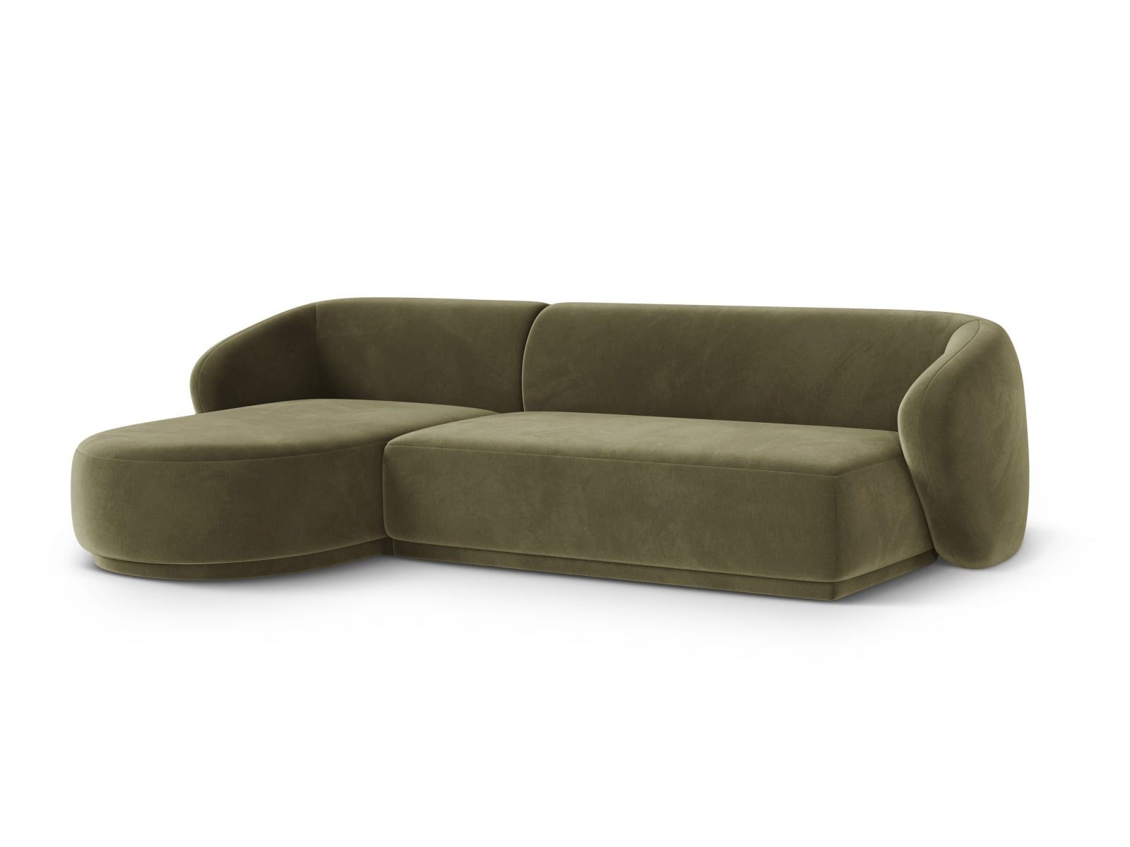 Elegantes 4-Sitzer Ecksofa links Gomera in stilvollem Grün, ideal für moderne Wohnräume, präsentiert von Cosmopolitan Design.