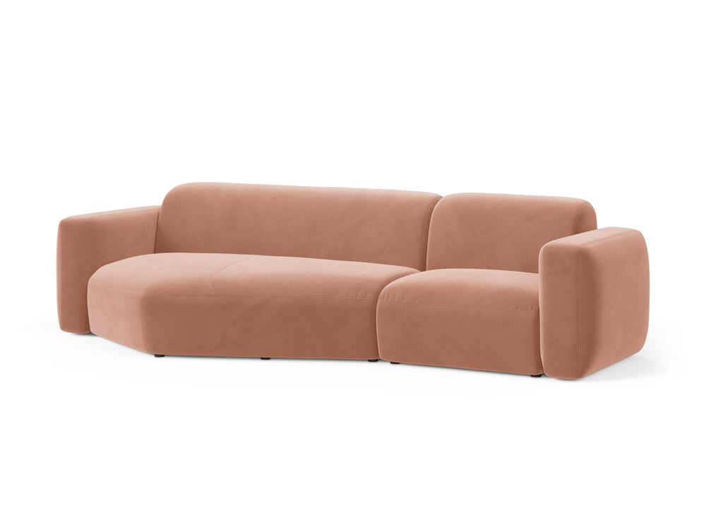 Elegantes Strino Velour Ecksofa in Pink-Salvador, ideal für stilvolle Wohnräume. Modular und vielseitig von Cosmopolitan Design.