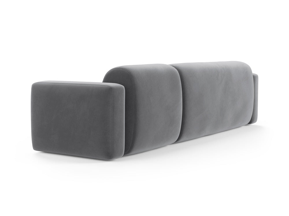 Modulares 3-Sitzer Ecksofa in grauem Strino Velour, linksseitig, vereint modernes Design mit hohem Sitzkomfort für Ihr Zuhause.