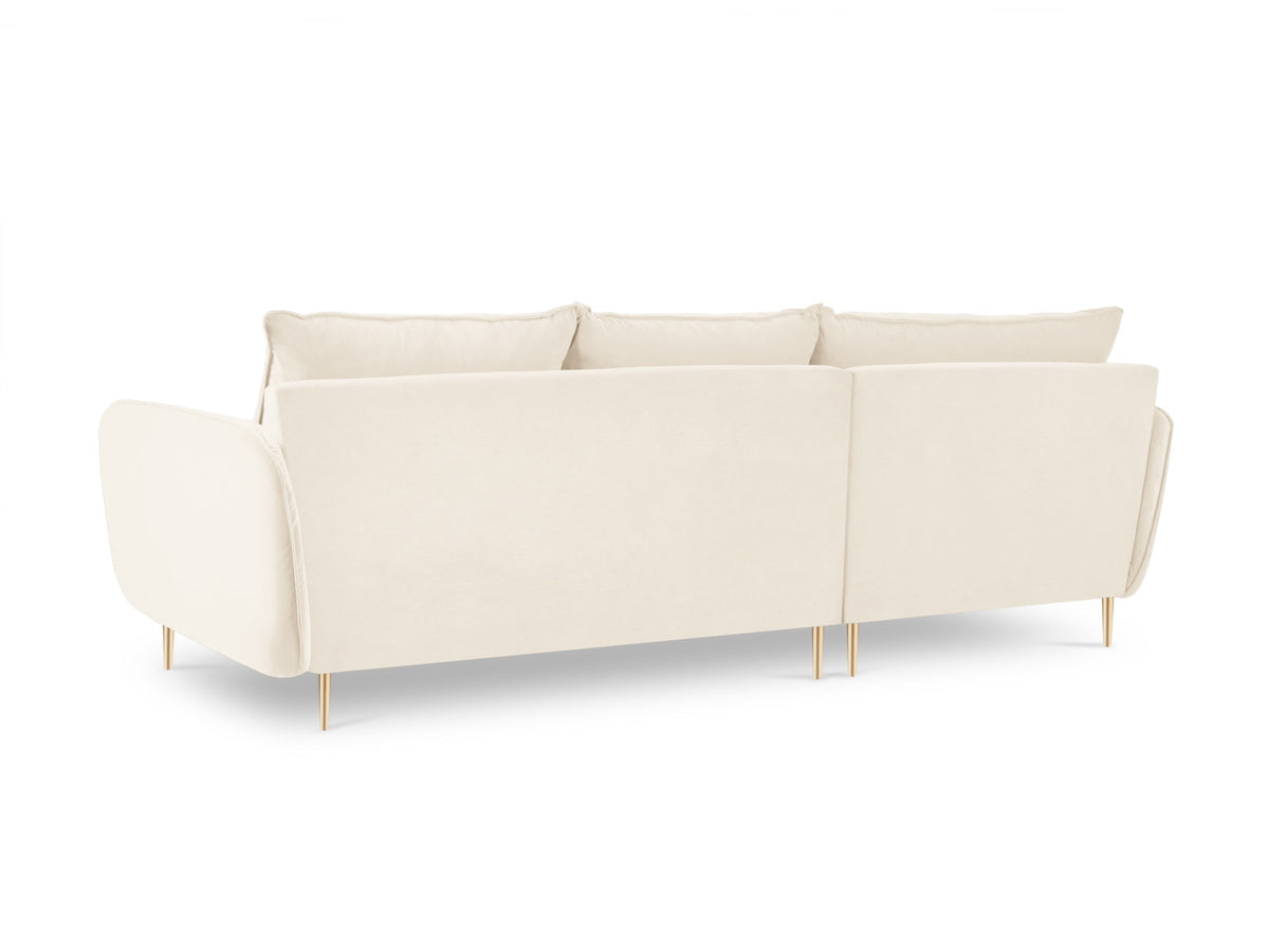Vienna Velour Ecksofa links 5 Sitzer 170cm in Light Beige/Gold-Bluvel präsentiert im Onlineshop von KAQTU Design AG. Ecksofa links ist von Cosmopolitan Design