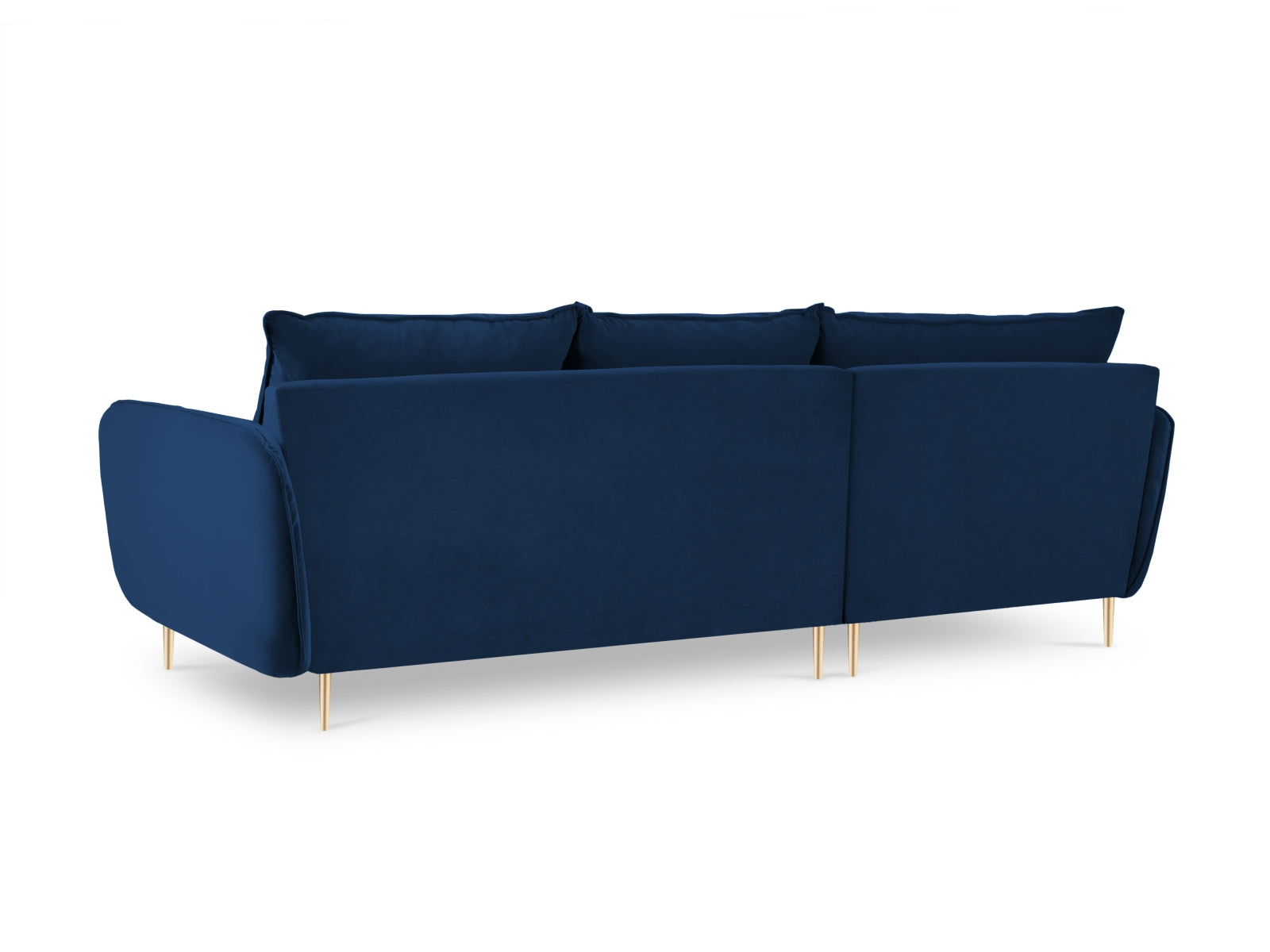 Elegantes linksseitiges Ecksofa in Royal Blue, 5-Sitzer, 170 cm, aus weichem Velours für einladende Wohnräume.