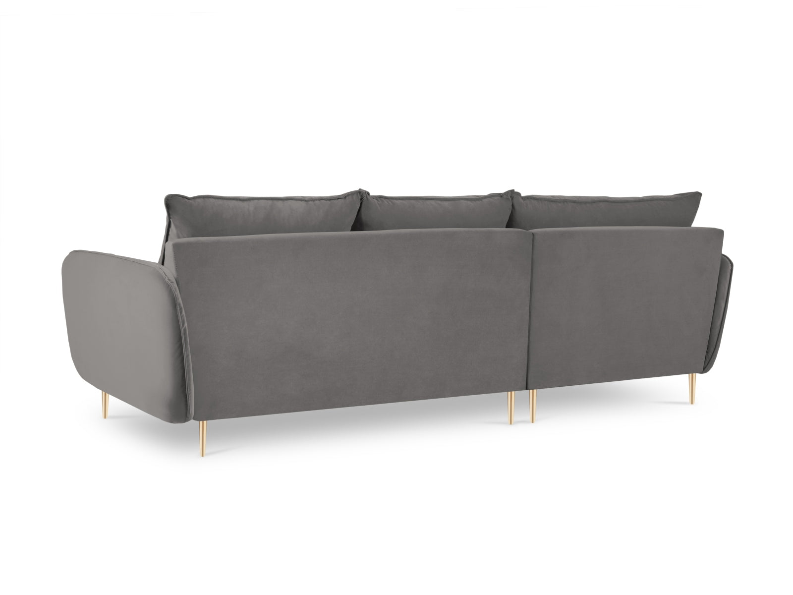 Elegantes 5-Sitzer Ecksofa Vienna Velour links in dezentem Grau, ideal für stilvolle und einladende Wohnbereiche.