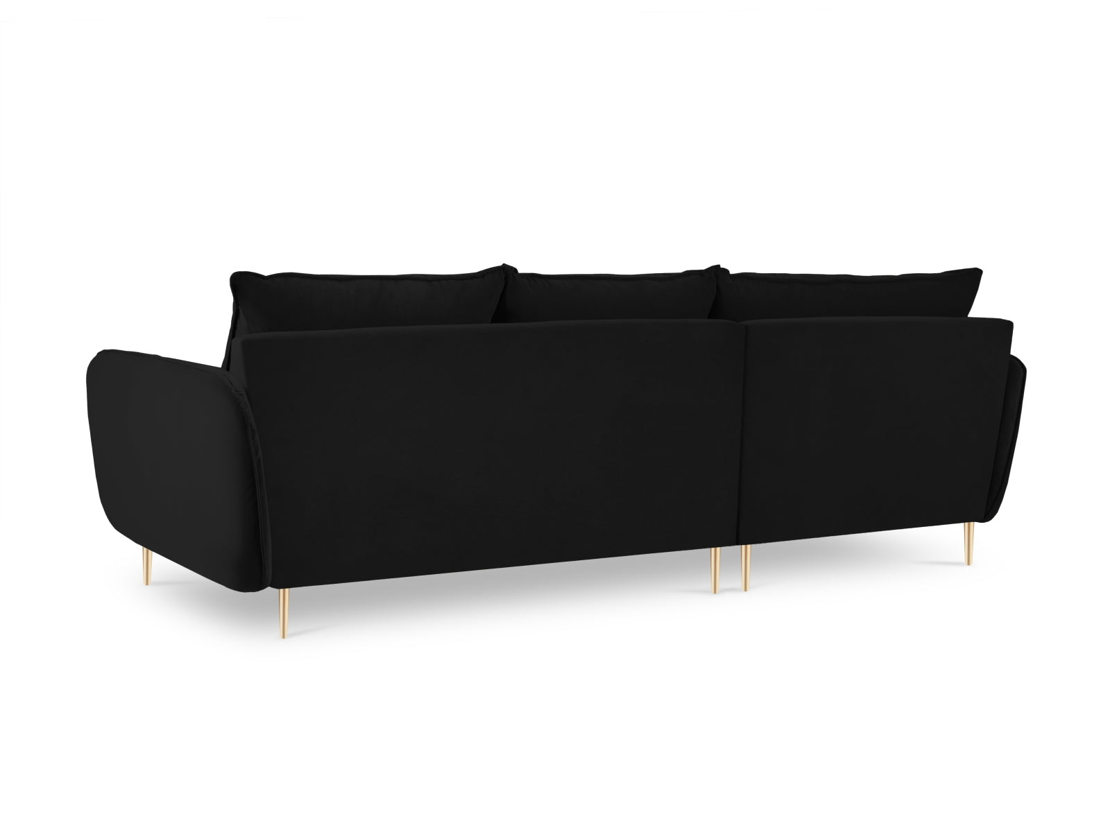 Vienna Velour Ecksofa links 5 Sitzer 170cm in Black/Gold-Bluvel präsentiert im Onlineshop von KAQTU Design AG. Ecksofa links ist von Cosmopolitan Design
