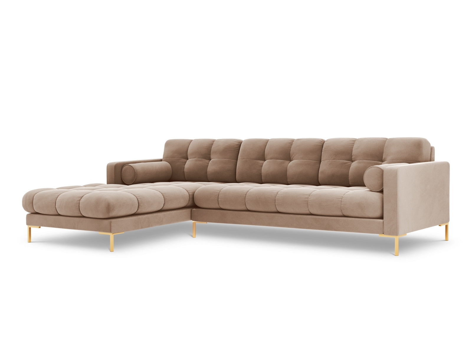 Elegantes 5-Sitzer Ecksofa links Bali in warmen Erdtönen, ideal für gemütliche Stunden und moderne Wohnkonzepte.