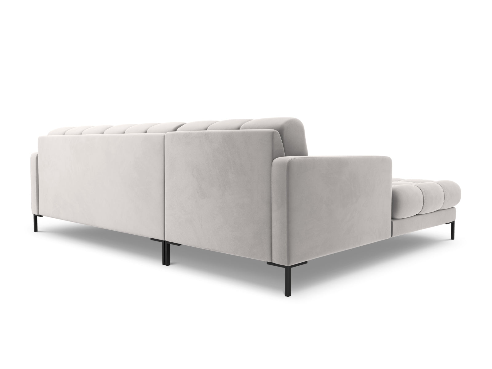 Elegantes 5-Sitzer Ecksofa links Bali in hochwertigem Silver-Bluvel, ideal für gemütliche Abende und stilvolle Einrichtung.