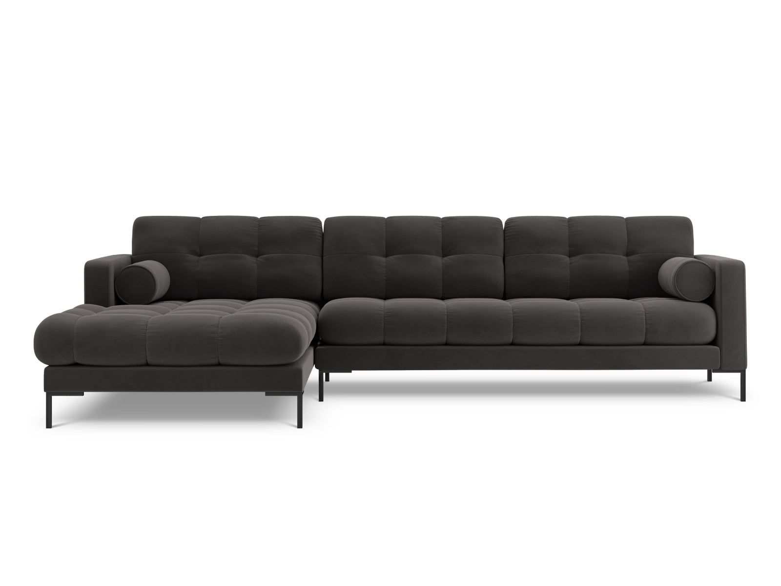 Stylisches 5-Sitzer Ecksofa links Bali in elegantem Dunkelgrau, ideal für moderne Wohnräume, präsentiert von Cosmopolitan Design.