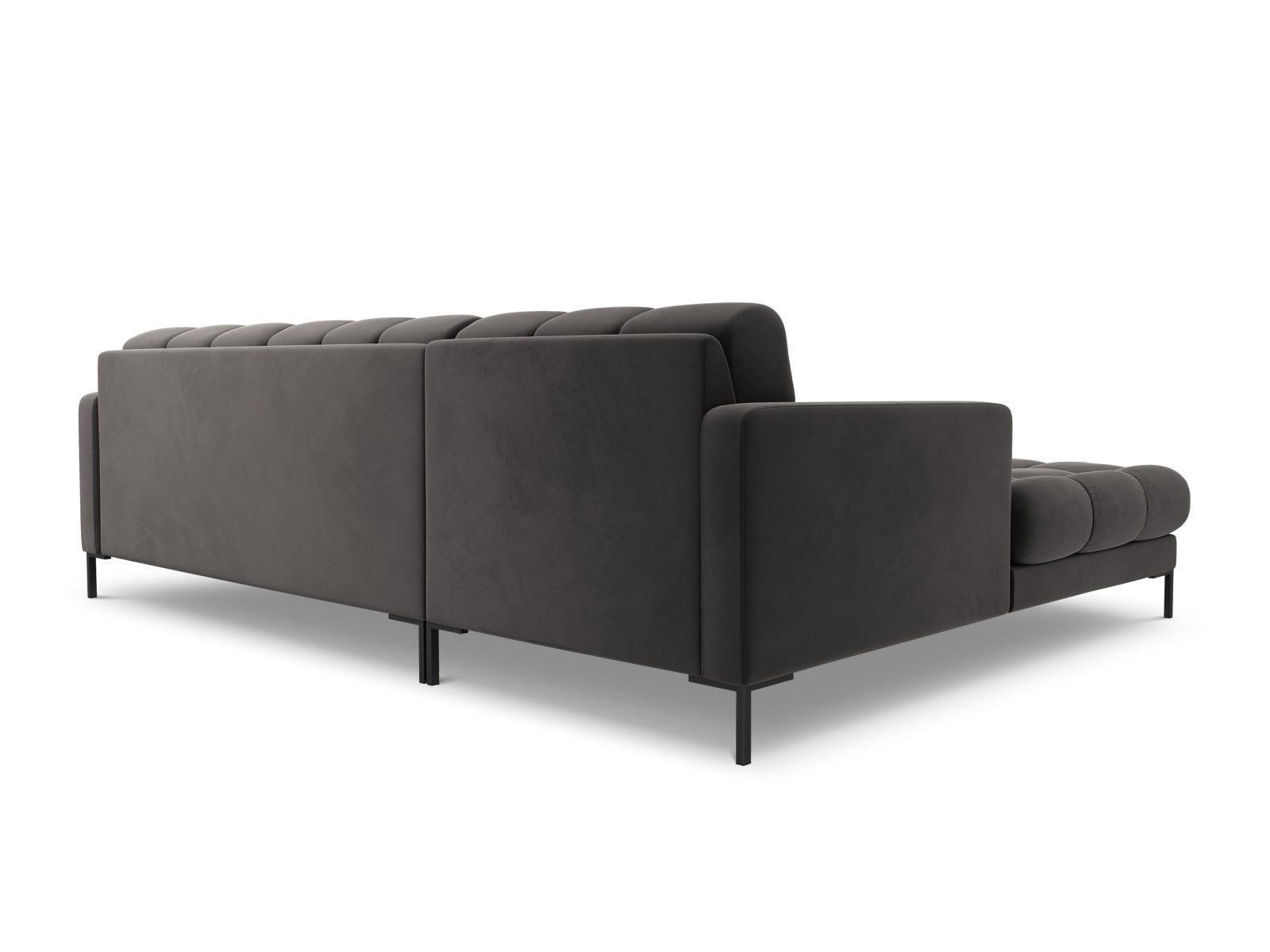 Modernes 5-Sitzer Ecksofa links Bali in edlem Dunkelgrau, ideal für stilvolle Wohnräume und gemütliche Abende von Cosmopolitan Design.