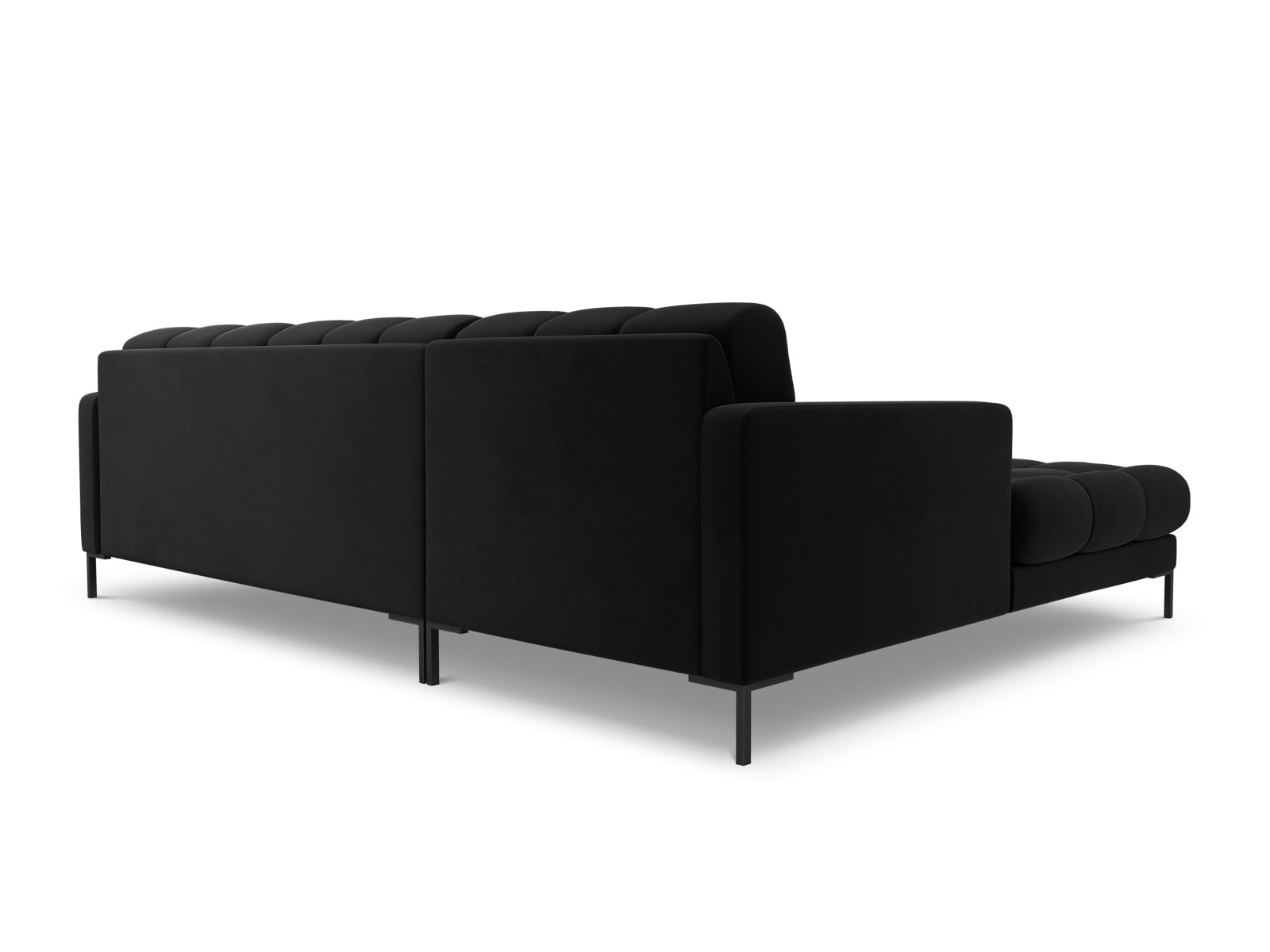 Elegantes 5-Sitzer Ecksofa links Bali in hochwertigem Black-Bluvel, ideal für entspannte Stunden und modernes Wohndesign.