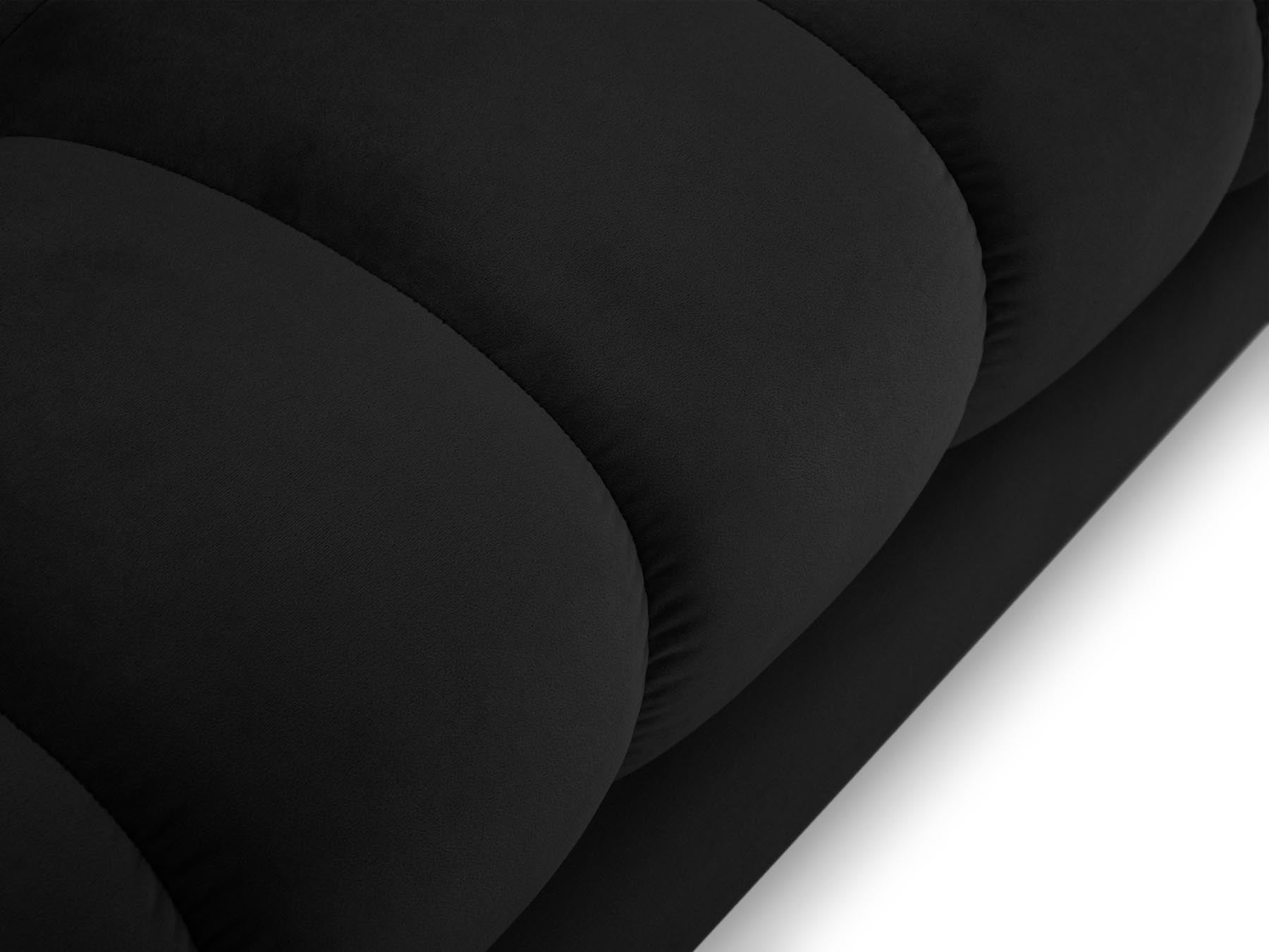 Stilvolles 5-Sitzer Ecksofa links Bali in edlem Black-Bluvel, perfekt für gemütliche Abende und zeitgemäße Einrichtung.