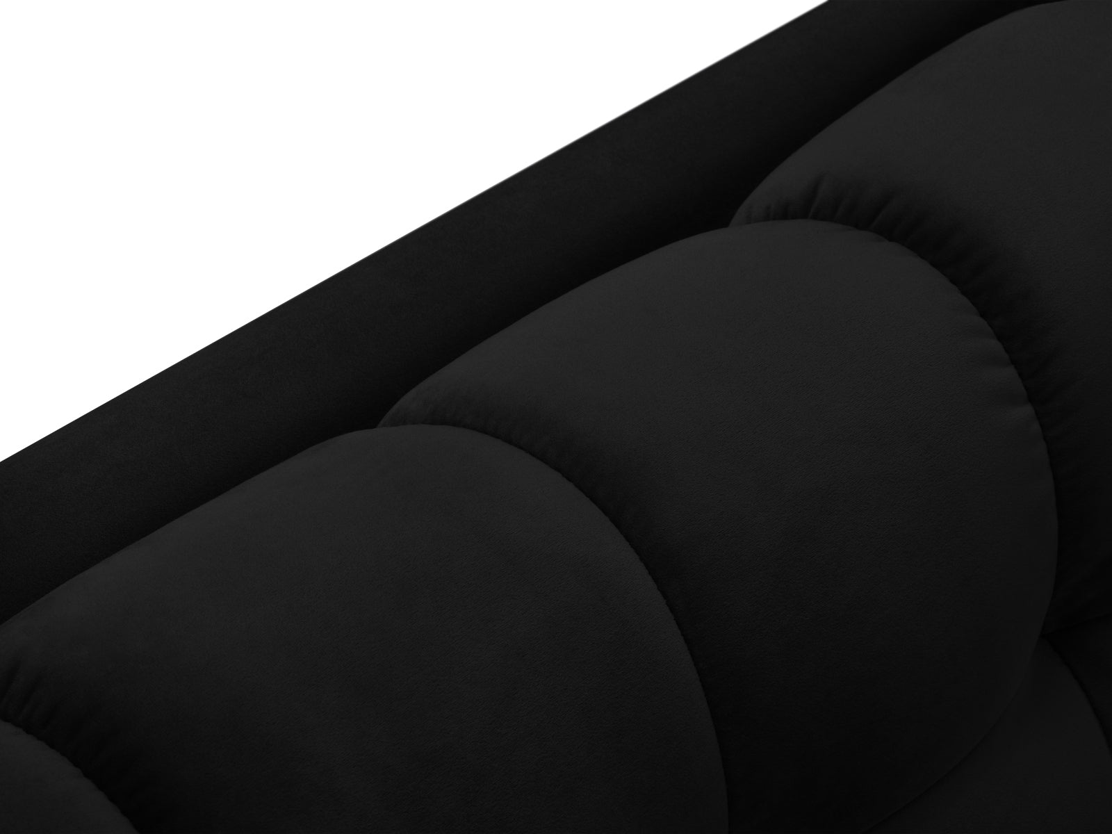 Elegantes 5-Sitzer Ecksofa links Bali in hochwertigem Black-Bluvel, ideal für modernes Wohnen und entspannte Stunden mit Freunden.