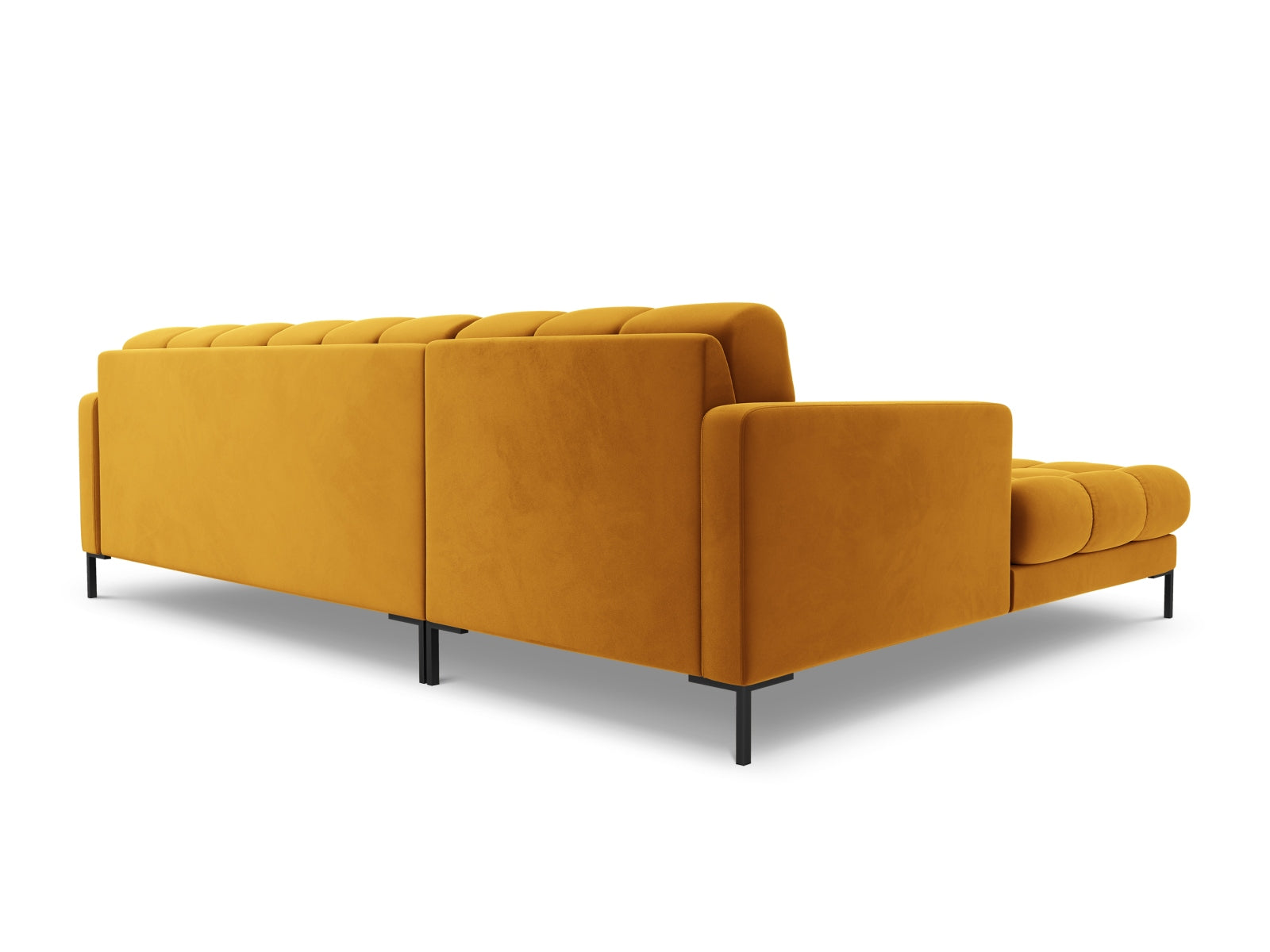 Modernes 5-Sitzer Ecksofa links Bali in ansprechendem Gelb-Bluvel, ideal für gemütliche Stunden und stilvolle Einrichtung.