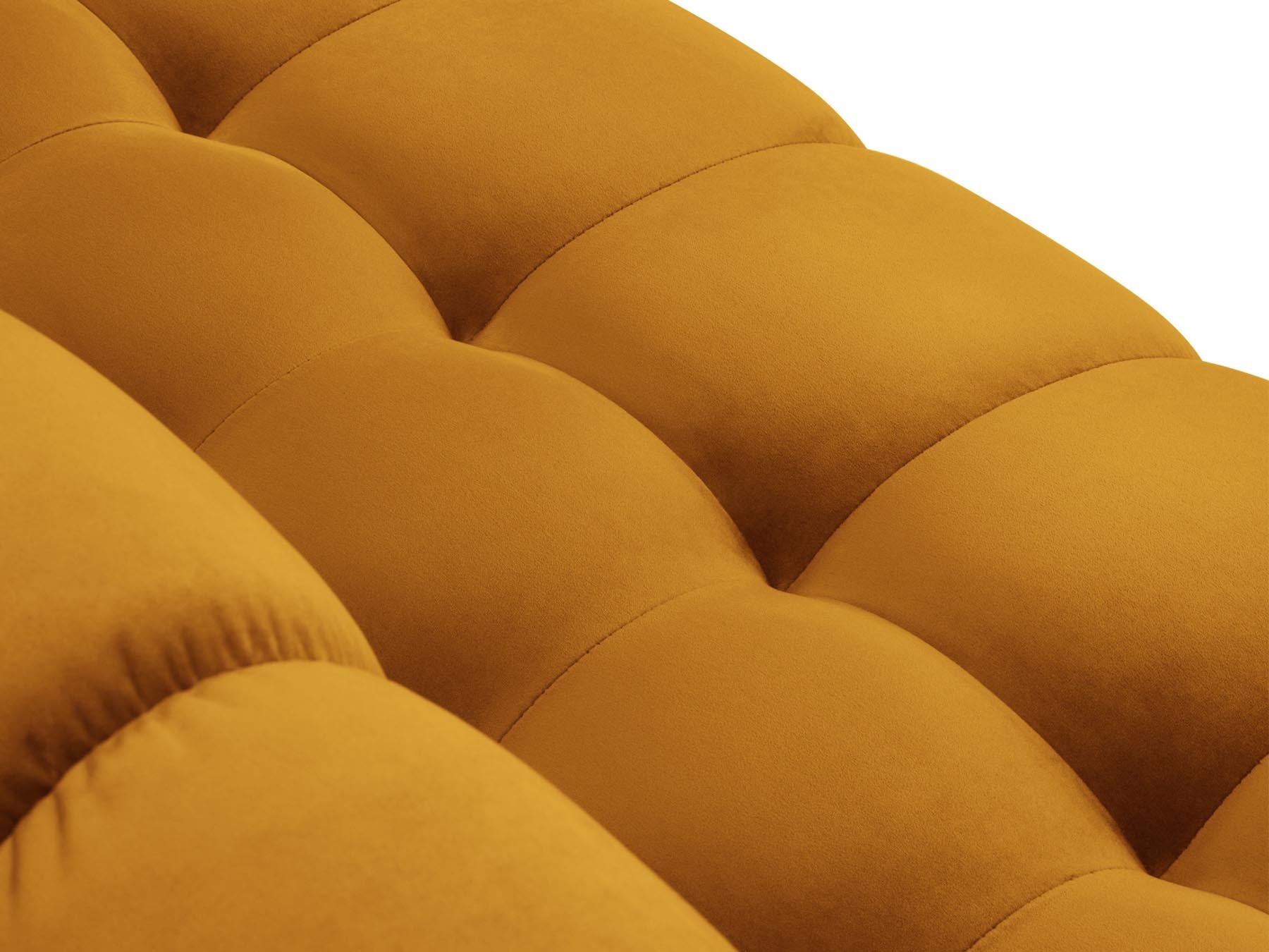 Stylisches 5-Sitzer Ecksofa links Bali in lebhaftem Gelb-Bluvel, ideal für gemütliche Stunden und ein zeitgemäßes Zuhause.