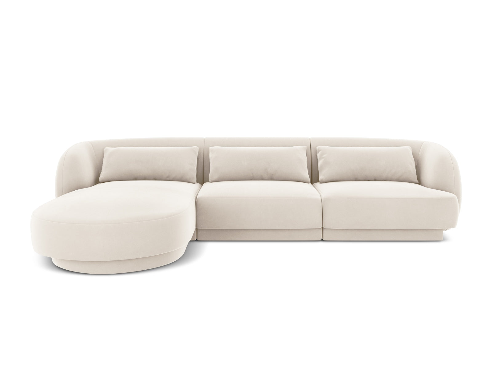 Tulum Velour Ecksofa links 4 Sitzer 156cm in Light Beige-Bluvel präsentiert im Onlineshop von KAQTU Design AG. L-Sofa links ist von Cosmopolitan Design