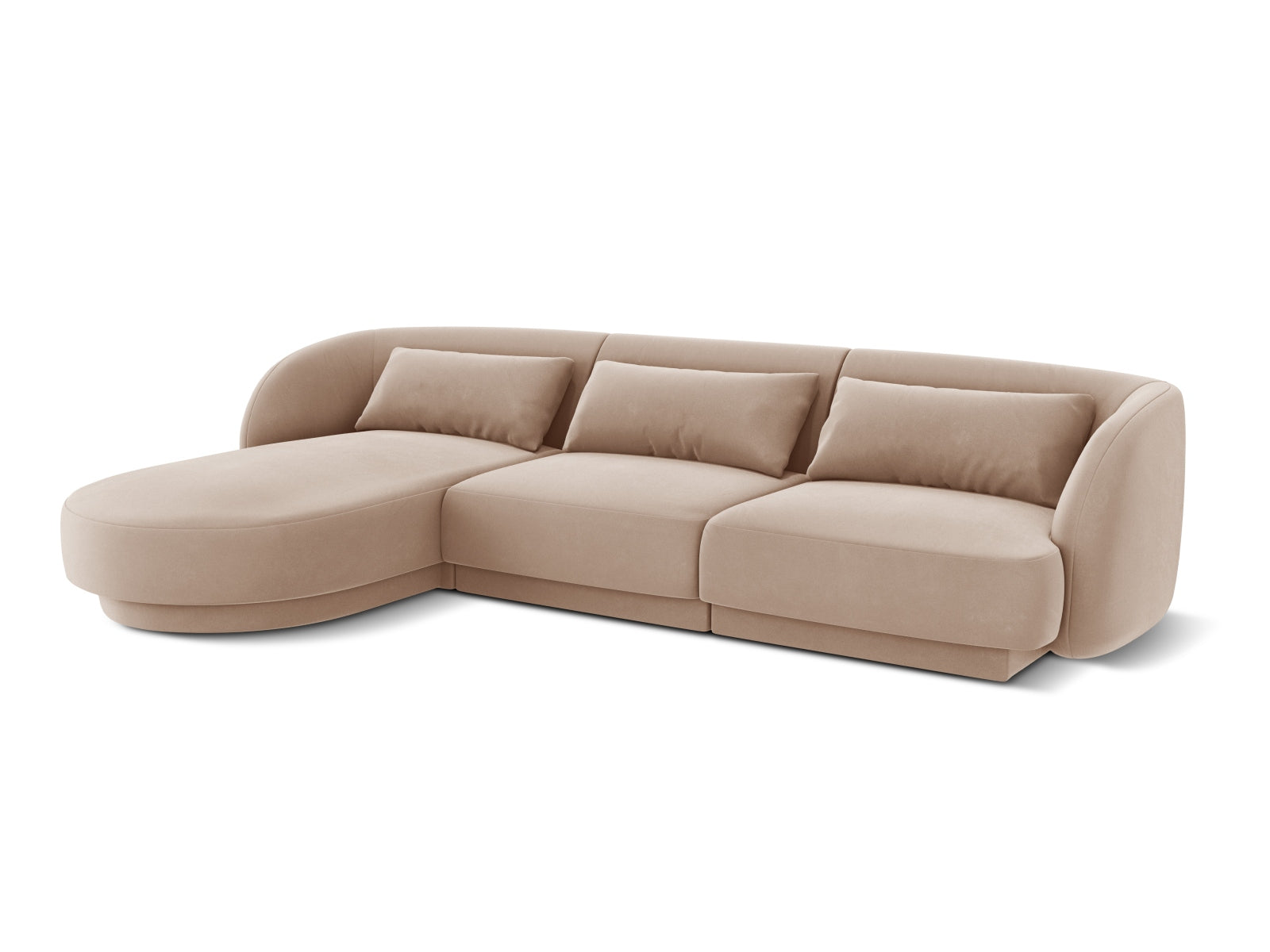 Entdecken Sie das elegante Tulum Velour Ecksofa links (156cm) von Cosmopolitan Design – ideal für stilvolle Wohnräume und gemütliche Abende.