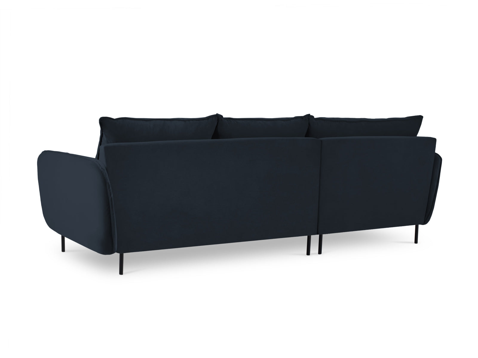 Elegantes, linksseitiges Velour Ecksofa in Dunkelblau, 5-Sitzer, 170 cm, ideal für stilvolle Wohnräume und entspannte Abende.