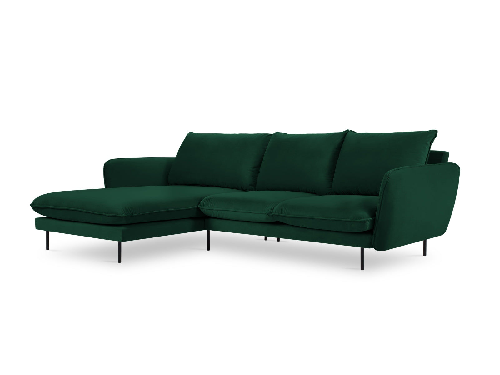 Vienna Velour Ecksofa links 5 Sitzer 170cm in Bottle Green/Schwarz-Bluvel präsentiert im Onlineshop von KAQTU Design AG. Ecksofa links ist von Cosmopolitan Design