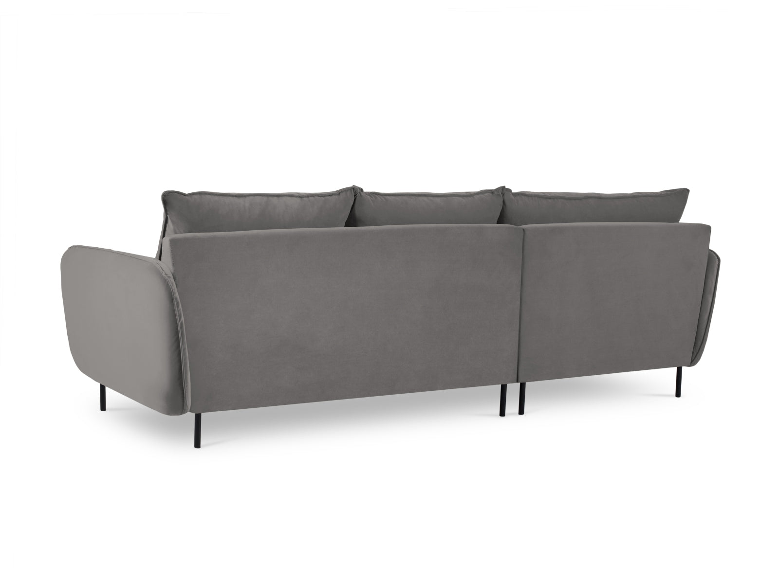 Elegantes, modernes Ecksofa in Velours mit 5 Sitzplätzen, ideal für stilvolle Wohnräume und entspannte Abende.