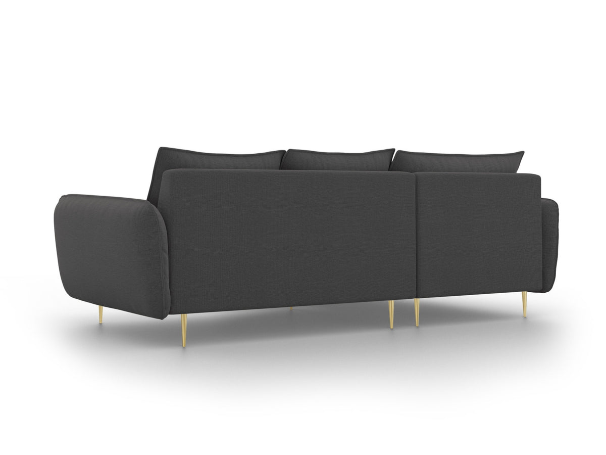 Vienna Ecksofa links 5 Sitzer 170cm in Dark Grey/Gold-Positano präsentiert im Onlineshop von KAQTU Design AG. L-Sofa links ist von Cosmopolitan Design