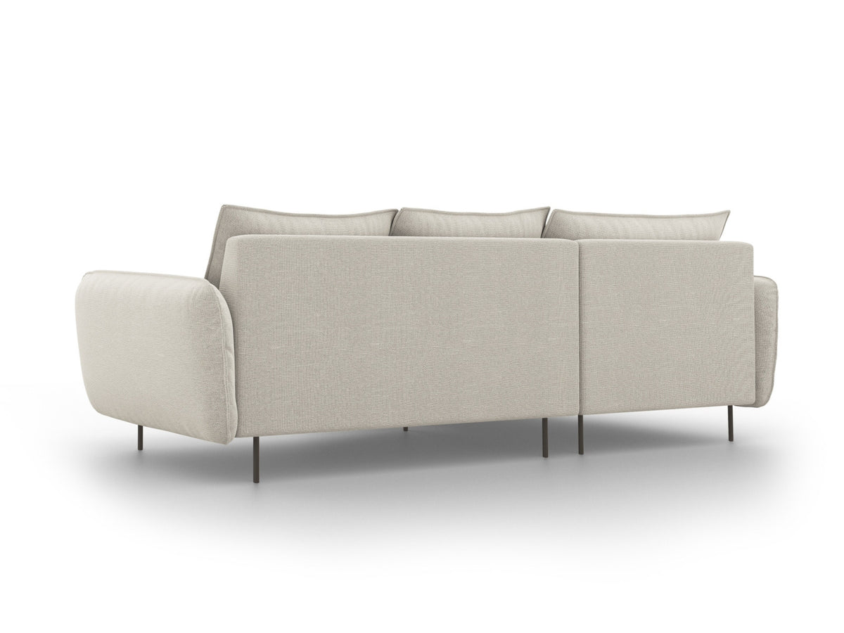 Vienna Ecksofa links 5 Sitzer 170cm in Light Beige/Schwarz-Positano präsentiert im Onlineshop von KAQTU Design AG. L-Sofa links ist von Cosmopolitan Design