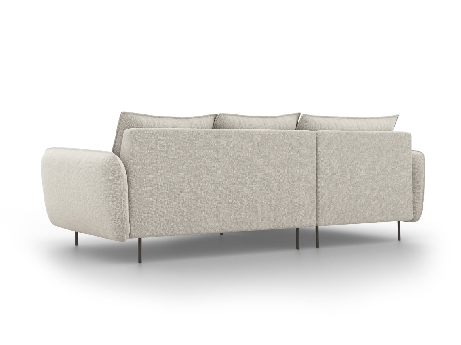 Elegantes, modernes Ecksofa in Light Beige und Schwarz, 5-Sitzer, ideal für stilvolle und einladende Wohnräume.