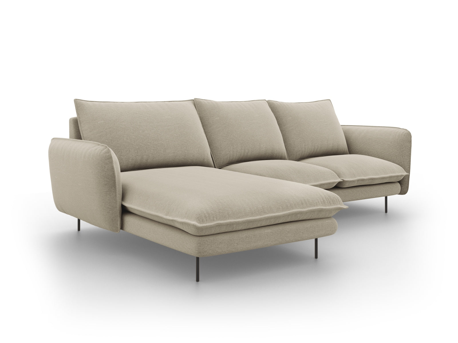 Elegantes L-Sofa in Beige und Schwarz, 5-Sitzer, 170 cm, von Cosmopolitan Design – perfektes Möbelstück für stilvolle Wohnzimmer.