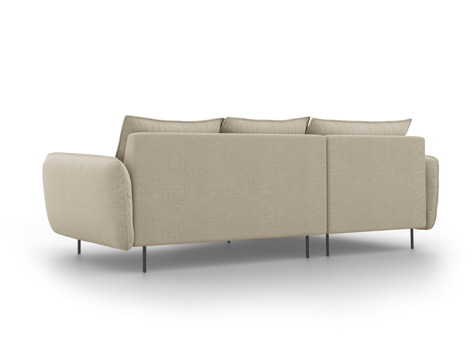 Beige und schwarzes L-Sofa von Cosmopolitan Design, 5-Sitzer, 170 cm, ideal für moderne Wohnräume und gemütliche Abende.