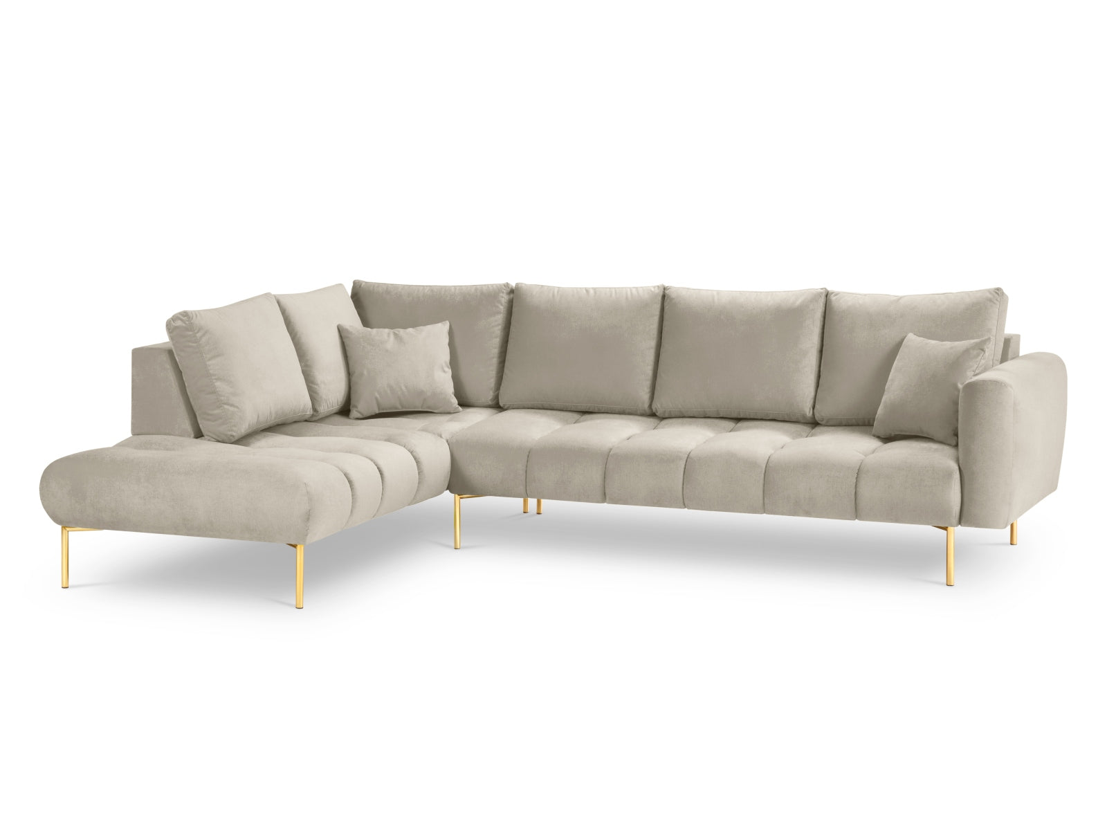 Hastings Velour links Ecksofa 5 Sitzer in Beige präsentiert im Onlineshop von KAQTU Design AG. Ecksofa links ist von Cosmopolitan Design