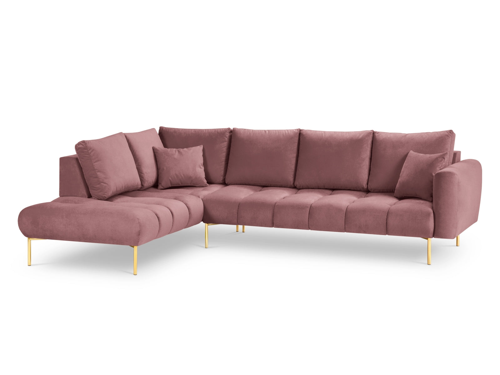 Hastings Velour links Ecksofa 5 Sitzer in Pink präsentiert im Onlineshop von KAQTU Design AG. Ecksofa links ist von Cosmopolitan Design