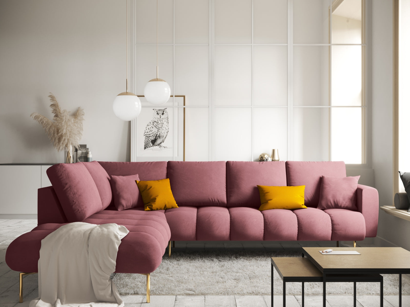 Entdecken Sie das elegante Hastings Velour links Ecksofa 5 Sitzer von Cosmopolitan Design – perfekt für Ihr modernes Zuhause und höchsten Sitzkomfort.