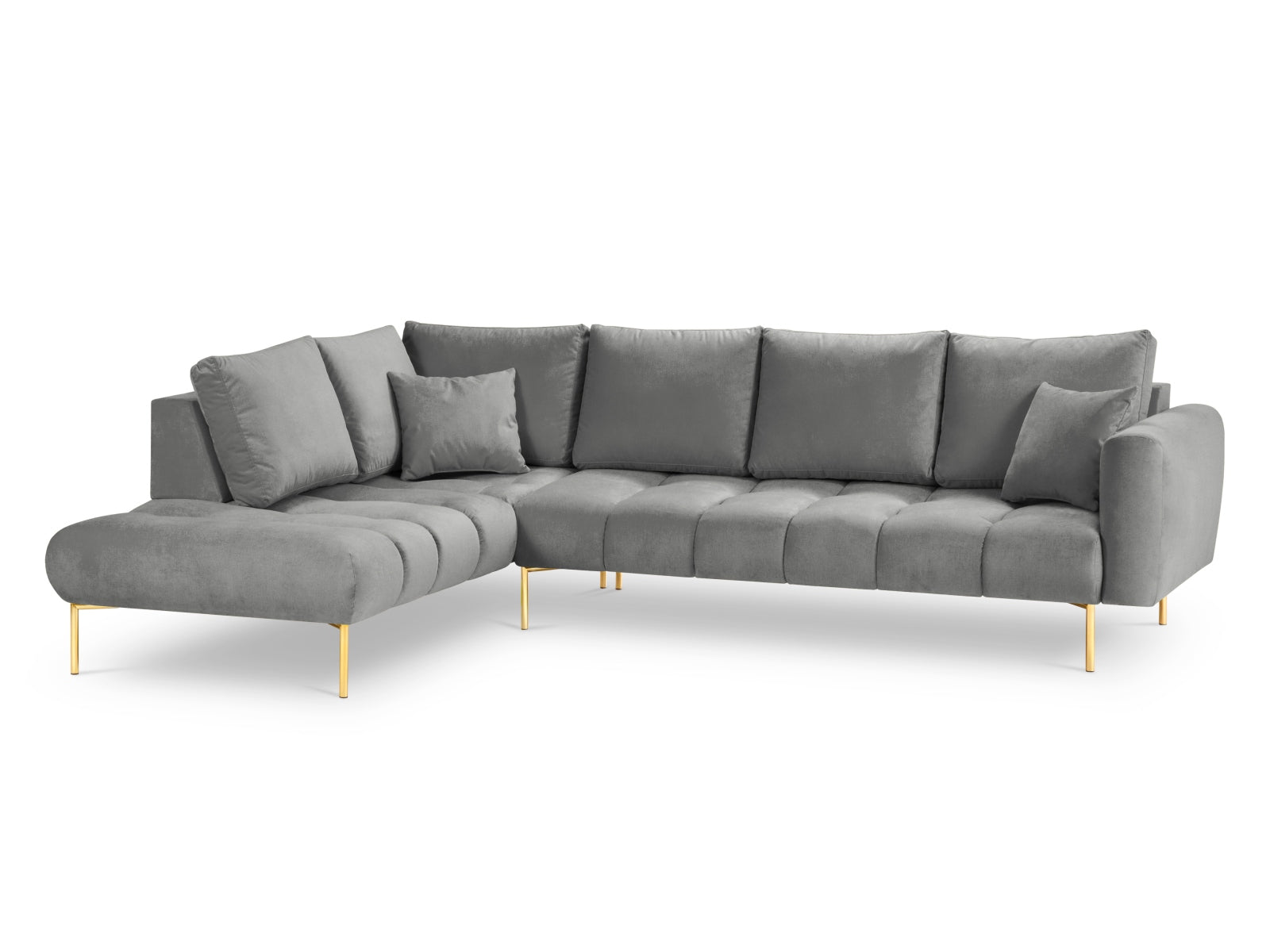 Hastings Velour links Ecksofa 5 Sitzer in Grey präsentiert im Onlineshop von KAQTU Design AG. Ecksofa links ist von Cosmopolitan Design