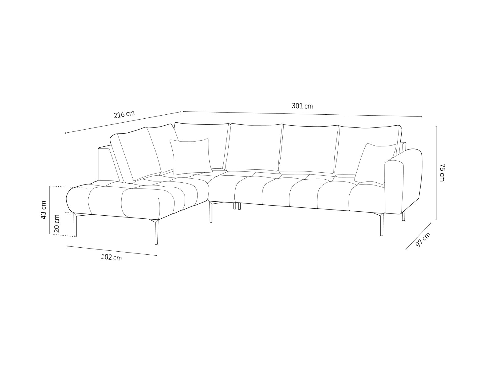 Erleben Sie das stilvolle Hastings Velour links Ecksofa 5 Sitzer von Cosmopolitan Design – ideal für Ihr modernes Wohnzimmer und optimalen Komfort.