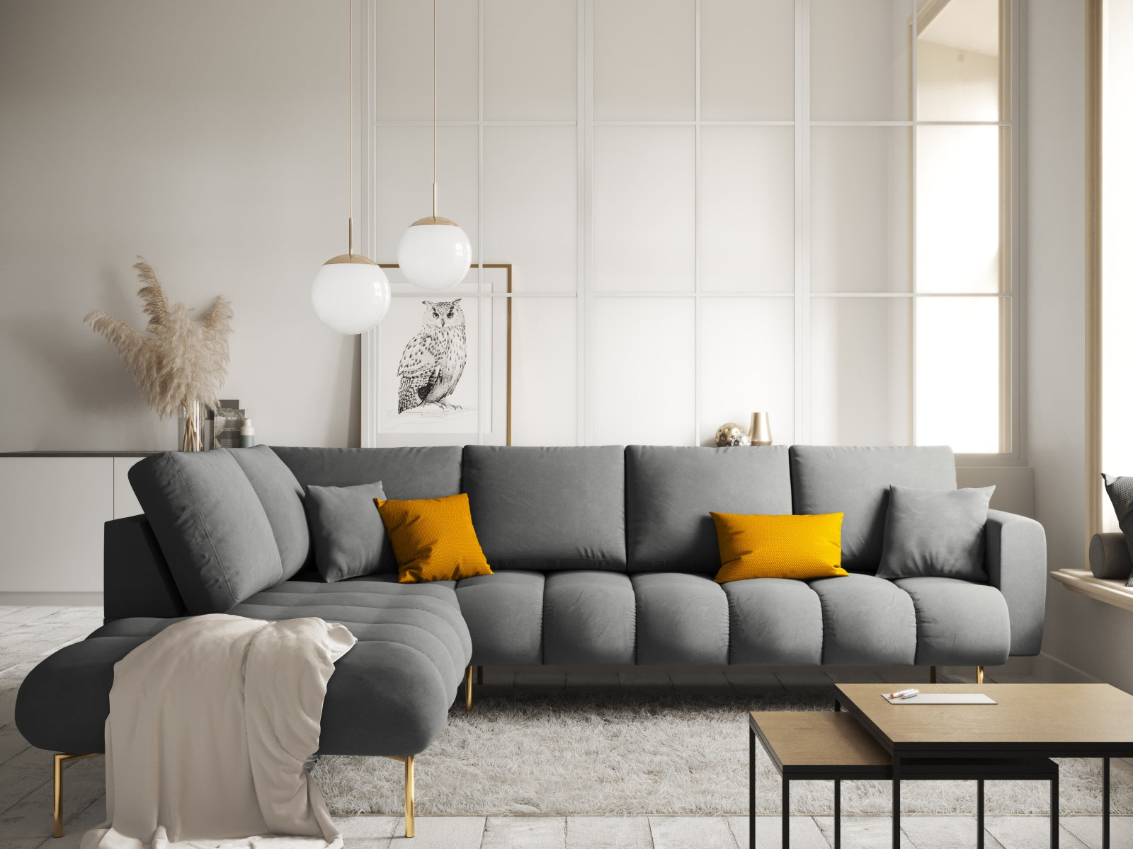 Erleben Sie das stilvolle Hastings Velour links Ecksofa 5 Sitzer von Cosmopolitan Design – ideal für Ihr modernes Wohnzimmer und optimalen Komfort.
