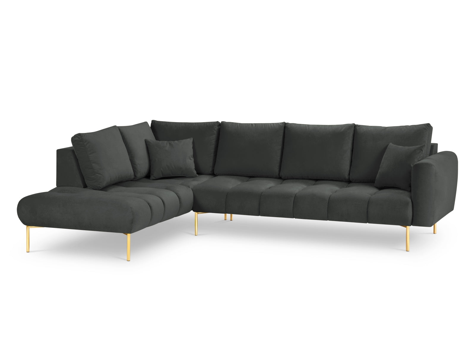 Hastings Velour links Ecksofa 5 Sitzer in Dark Grey präsentiert im Onlineshop von KAQTU Design AG. Ecksofa links ist von Cosmopolitan Design