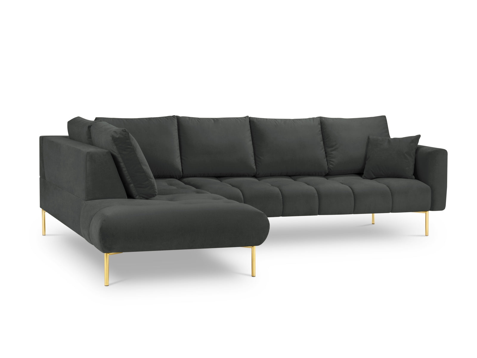 Erleben Sie das stilvolle Hastings Velour links Ecksofa 5 Sitzer von Cosmopolitan Design – ideal für Ihr modernes Wohnzimmer und optimalen Komfort.