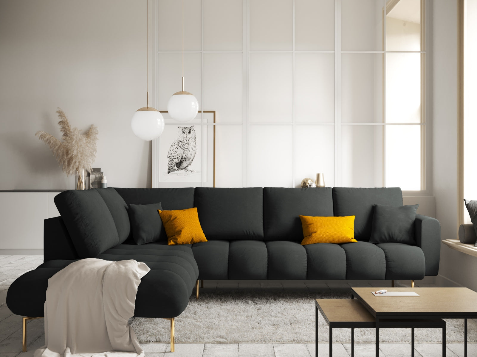 Entdecken Sie das elegante Hastings Velour links Ecksofa 5 Sitzer von Cosmopolitan Design – perfekt für Ihr modernes Zuhause und höchsten Sitzkomfort.